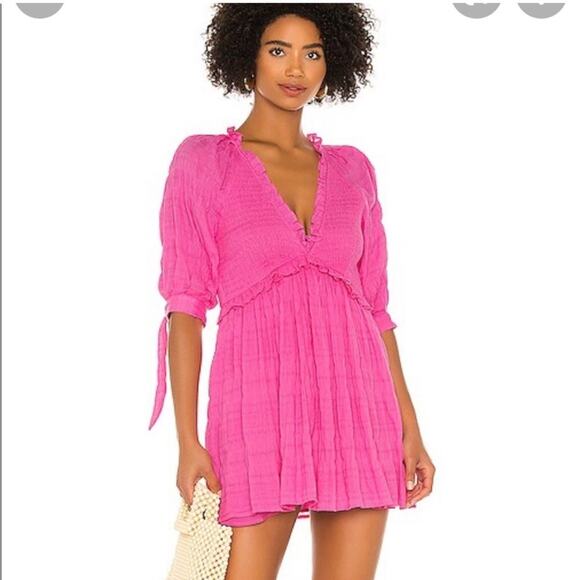 Lovers and Friends Finnegan Mini Dress in Fuchsia - Picture 1 of 8